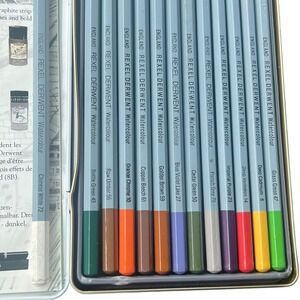 Vtg Rexel Derwent Watercolour Pencils 13 Set Tin Made in England Art Pro drawing